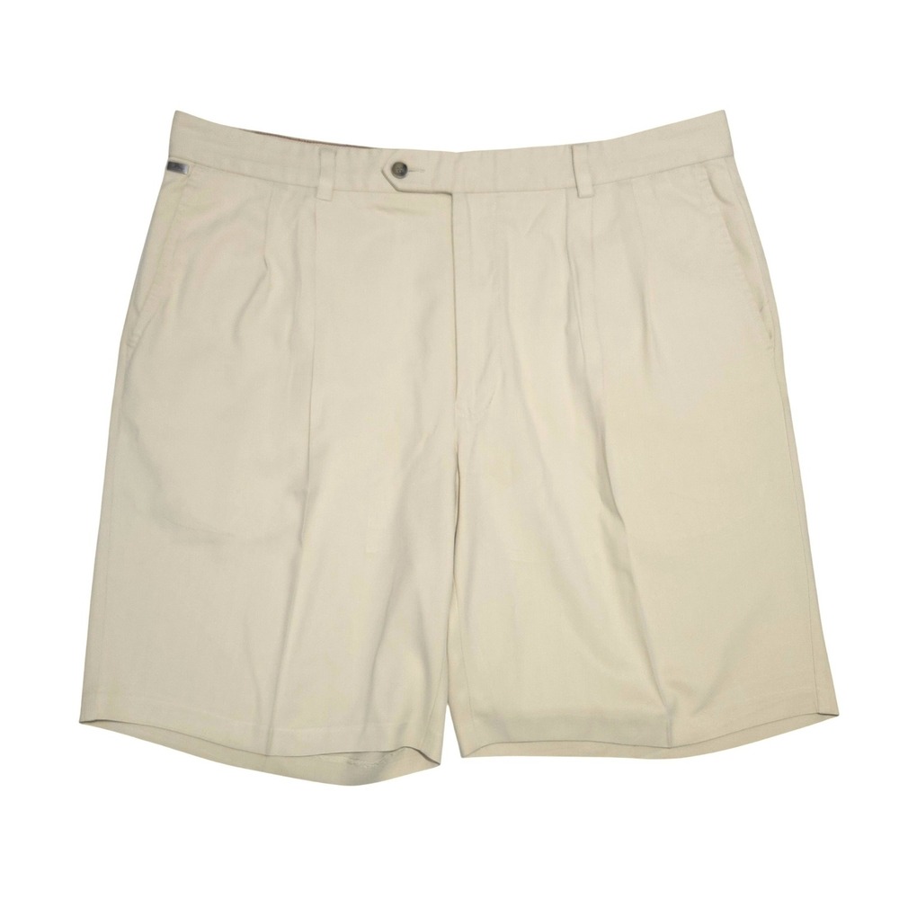 Tommy Bahama Silk Cotton Blend Pleated Herringbone Shorts Mens 38 Cream Y2K